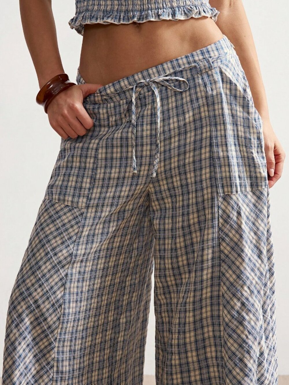 Casual Women's Boho Plaid Long Pants - Picture 10 of 10